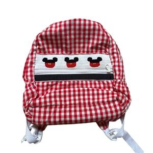 Southern Smocked Backpack Kids Red Gingham Mickey Mouse Smocked Good SIZE Small
